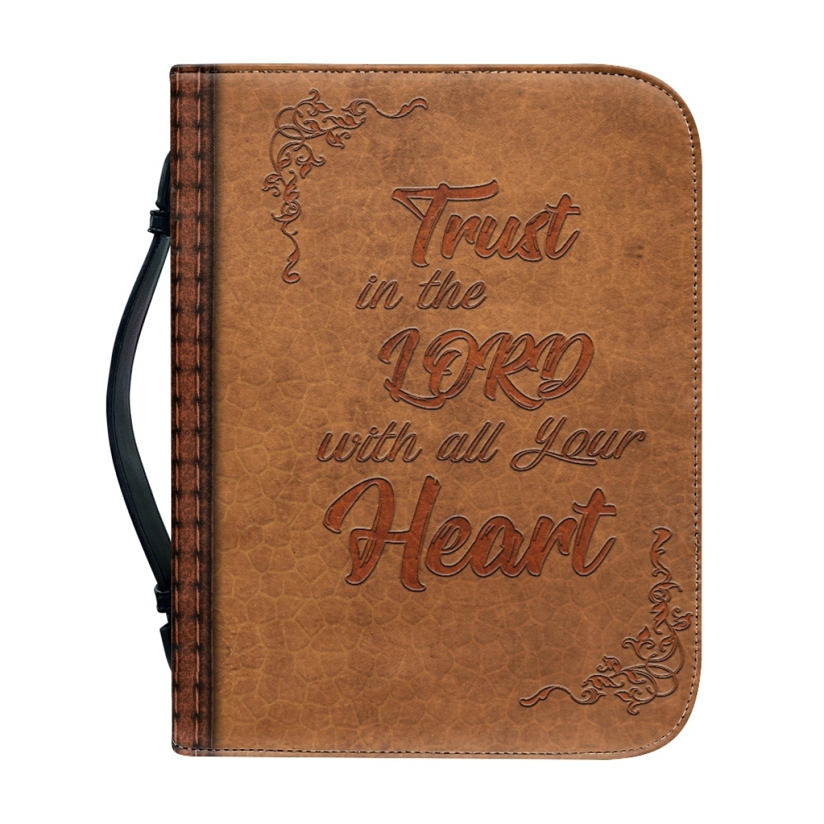 Personalized PU Leather Bible Cover for Men - Engraved "Trust in the Lord with All Your Heart" (Proverbs 3:5)