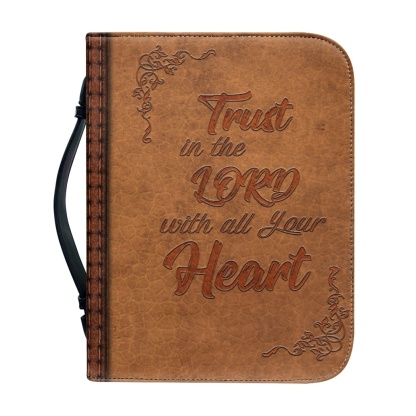 Personalized PU Leather Bible Cover for Men - Engraved "Trust in the Lord with All Your Heart" (Proverbs 3:5)