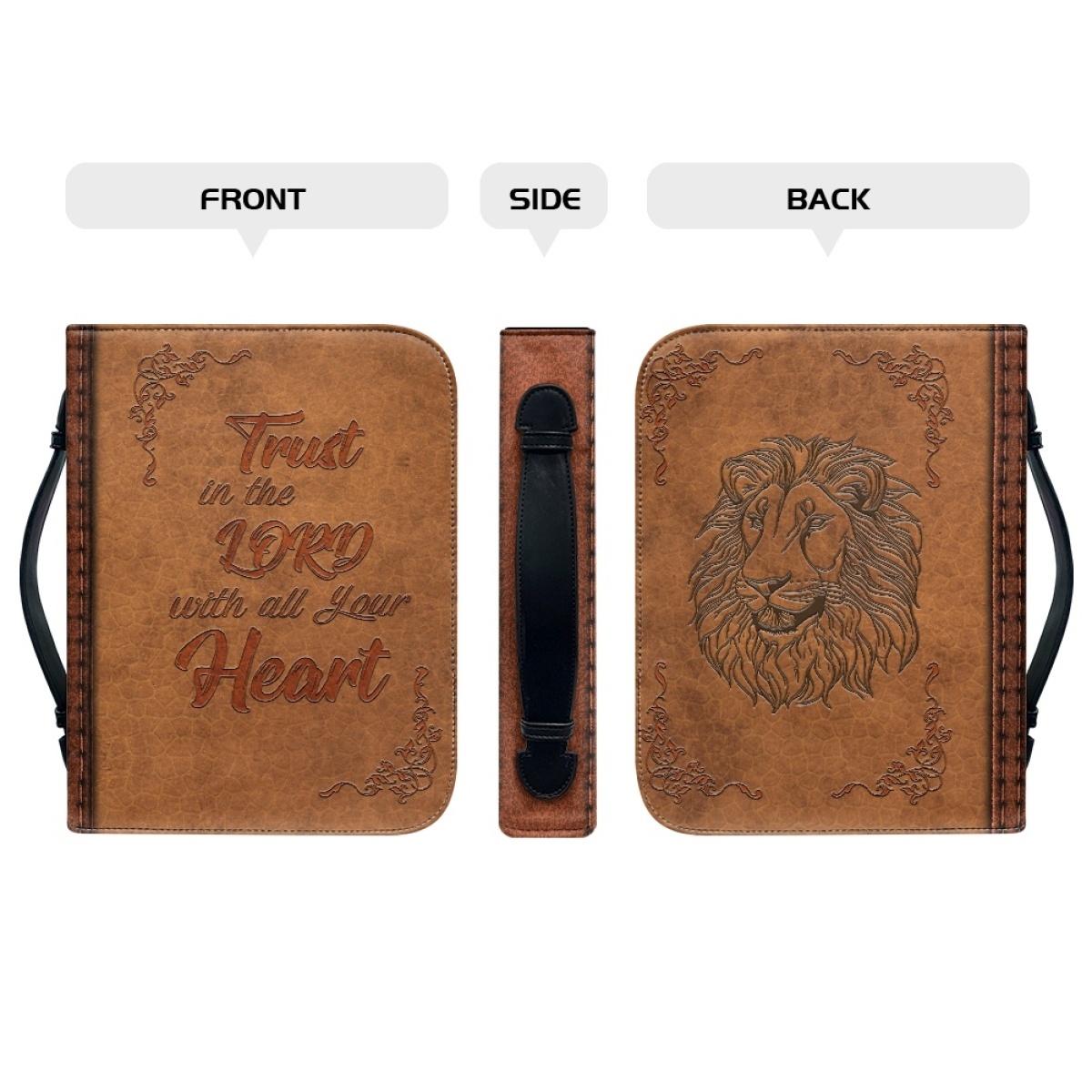 Personalized PU Leather Bible Cover for Men - Engraved "Trust in the Lord with All Your Heart" (Proverbs 3:5)