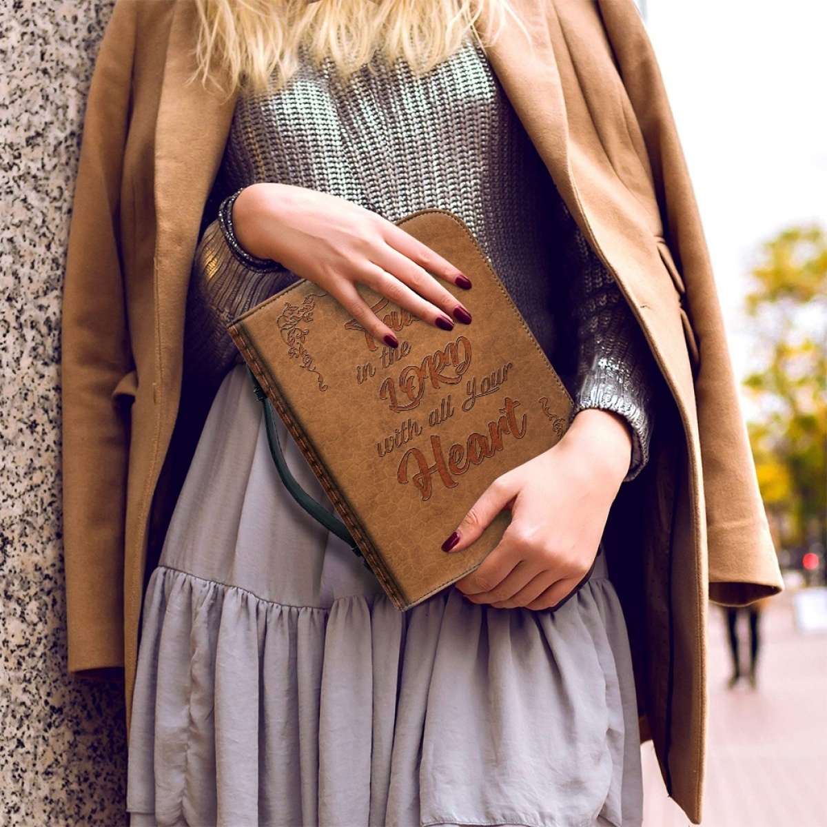 Personalized PU Leather Bible Cover for Men - Engraved "Trust in the Lord with All Your Heart" (Proverbs 3:5)