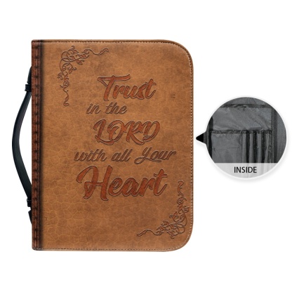 Personalized PU Leather Bible Cover for Men - Engraved "Trust in the Lord with All Your Heart" (Proverbs 3:5)