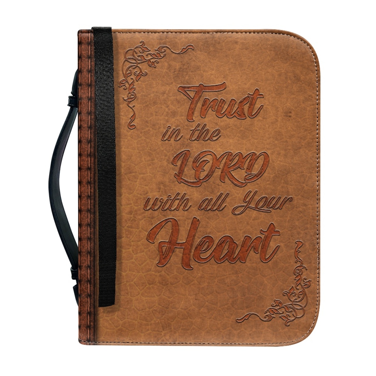Personalized PU Leather Bible Cover for Men - Engraved "Trust in the Lord with All Your Heart" (Proverbs 3:5)