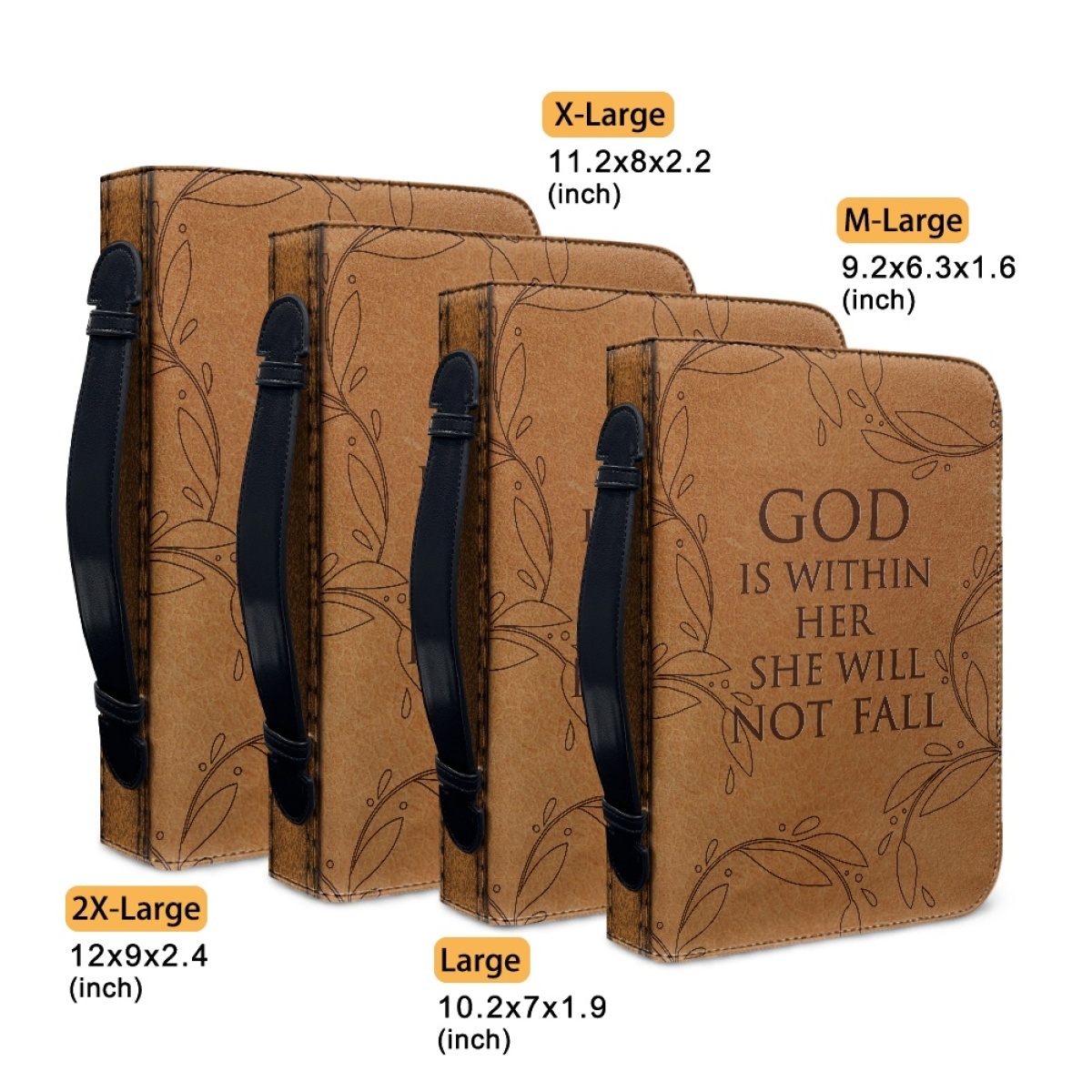 Personalized PU Leather Bible Cover for Women - Engraved "God Is Within Her, She Will Not Fall" (Psalm 46:5)