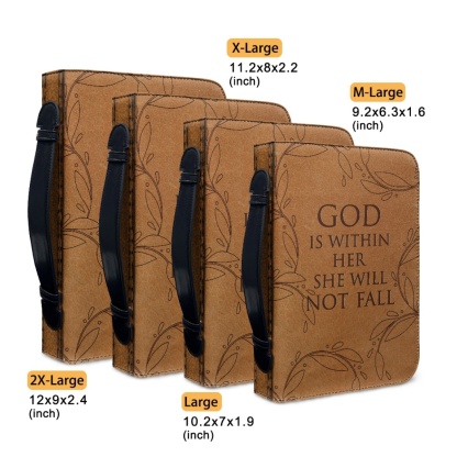 Personalized PU Leather Bible Cover for Women - Engraved "God Is Within Her, She Will Not Fall" (Psalm 46:5)