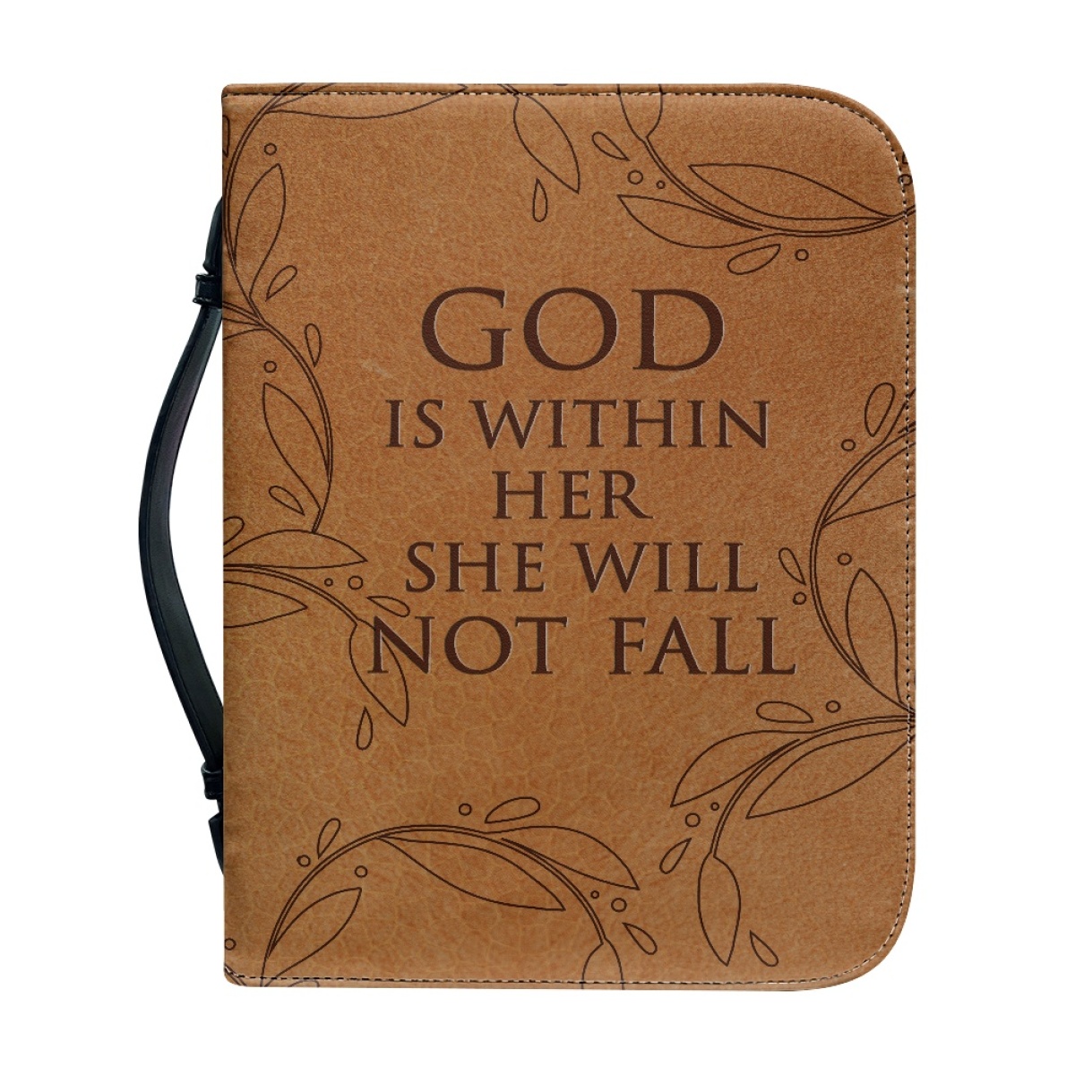 Personalized PU Leather Bible Cover for Women - Engraved "God Is Within Her, She Will Not Fall" (Psalm 46:5)