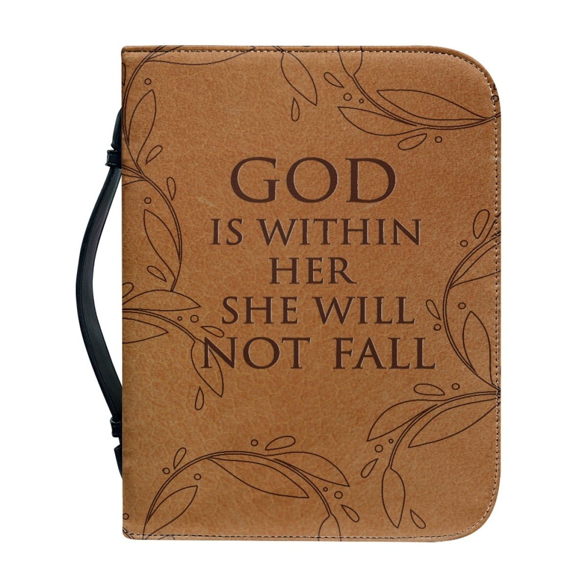 Personalized PU Leather Bible Cover for Women - Engraved "God Is Within Her, She Will Not Fall" (Psalm 46:5)