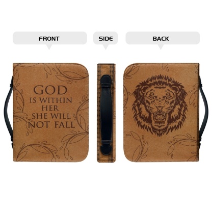 Personalized PU Leather Bible Cover for Women - Engraved "God Is Within Her, She Will Not Fall" (Psalm 46:5)