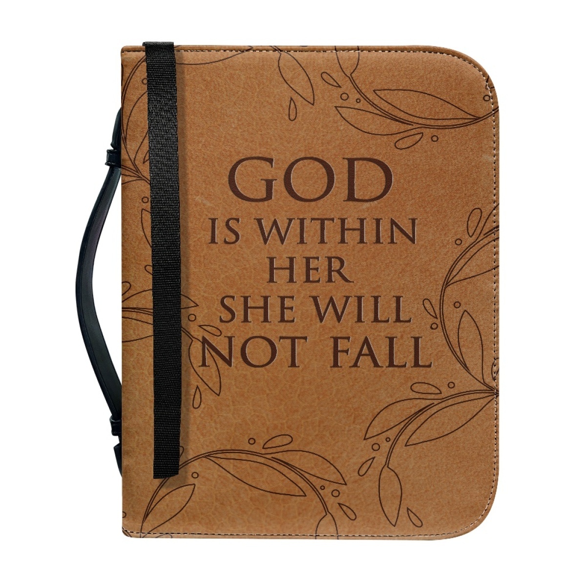 Personalized PU Leather Bible Cover for Women - Engraved "God Is Within Her, She Will Not Fall" (Psalm 46:5)