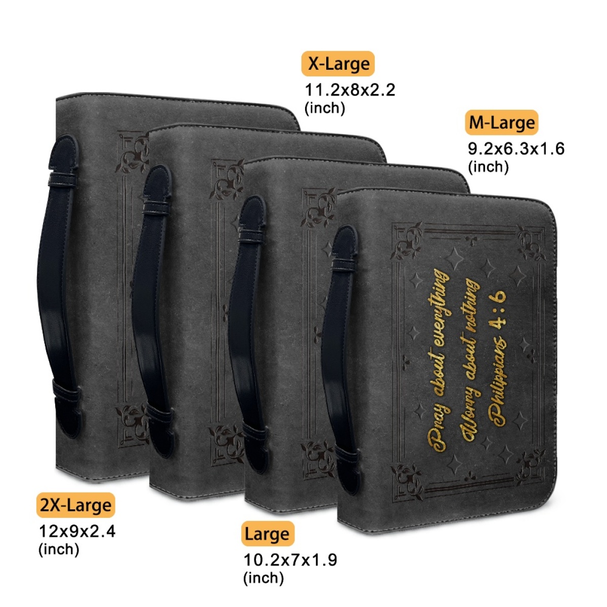 Personalized PU Leather Bible Cover for Men - Engraved "Pray About Everything, Worry About Nothing" (Philippians 4:6)