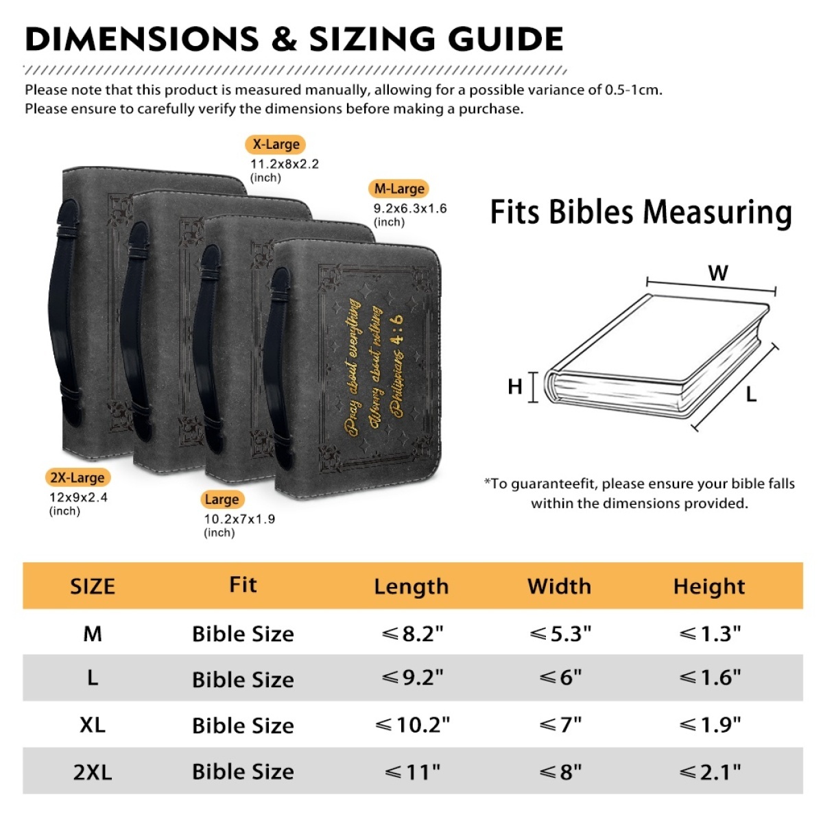 Personalized PU Leather Bible Cover for Men - Engraved "Pray About Everything, Worry About Nothing" (Philippians 4:6)