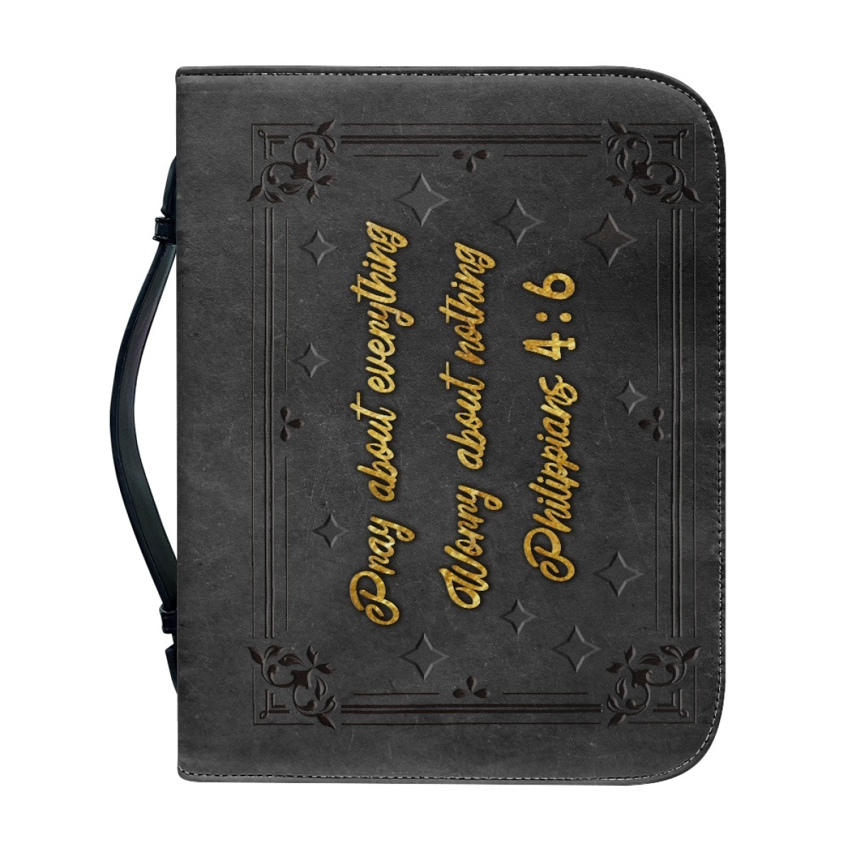 Personalized PU Leather Bible Cover for Men - Engraved "Pray About Everything, Worry About Nothing" (Philippians 4:6)