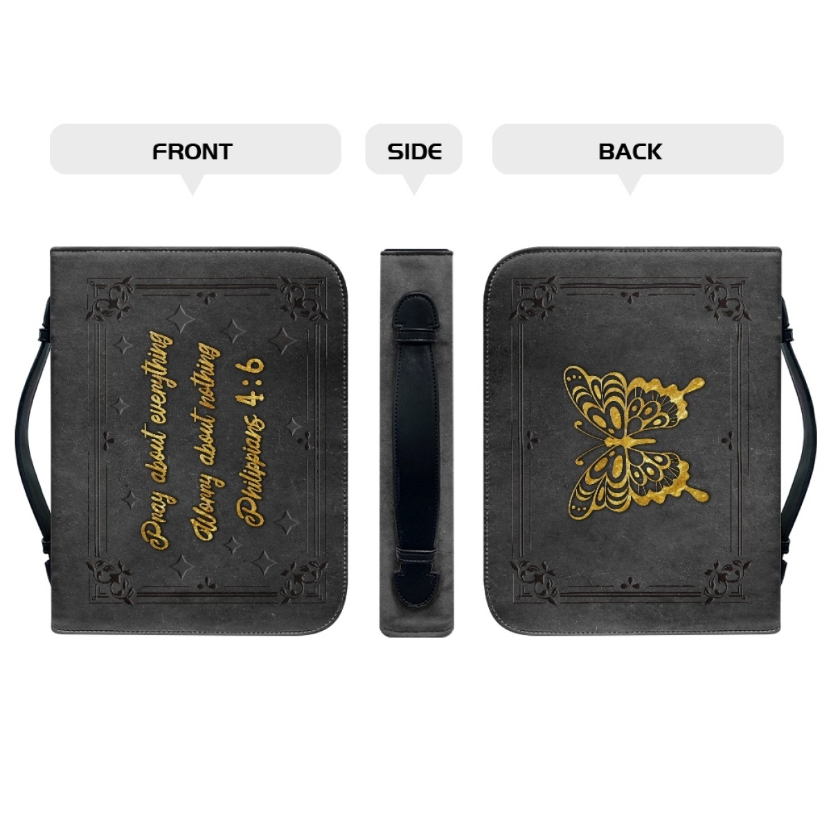 Personalized PU Leather Bible Cover for Men - Engraved "Pray About Everything, Worry About Nothing" (Philippians 4:6)