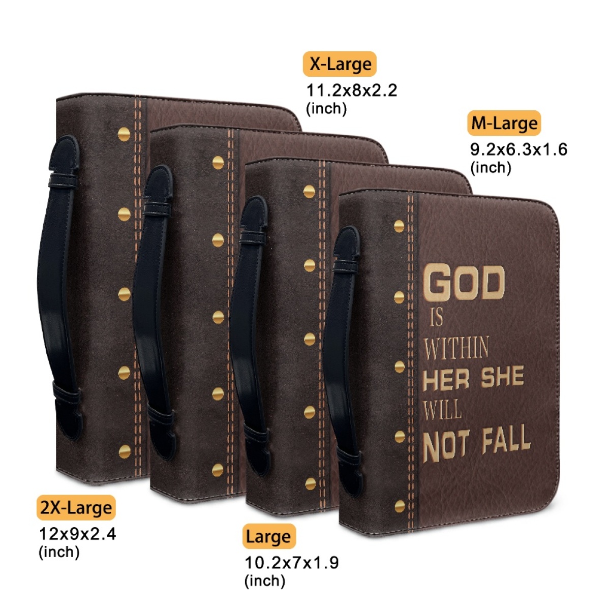 Personalized PU Leather Bible Cover for Women - Engraved "God Is Within Her, She Will Not Fall" (Psalm 46:5)