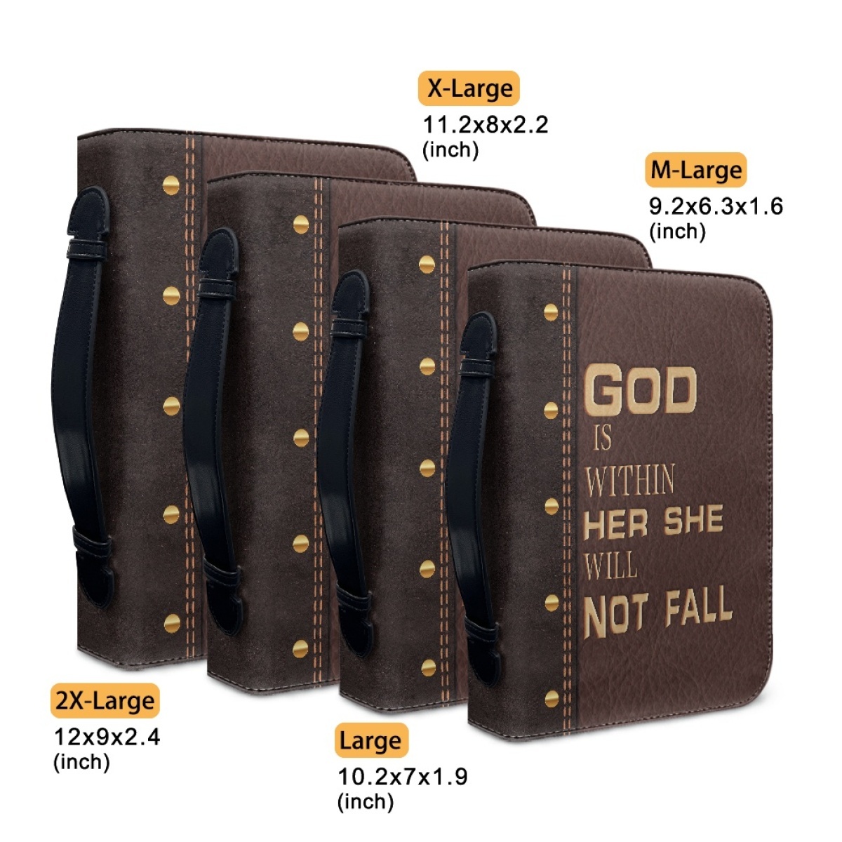 Personalized PU Leather Bible Cover for Women - Engraved "God Is Within Her, She Will Not Fall" (Psalm 46:5)