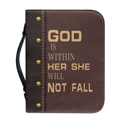 Personalized PU Leather Bible Cover for Women - Engraved "God Is Within Her, She Will Not Fall" (Psalm 46:5)