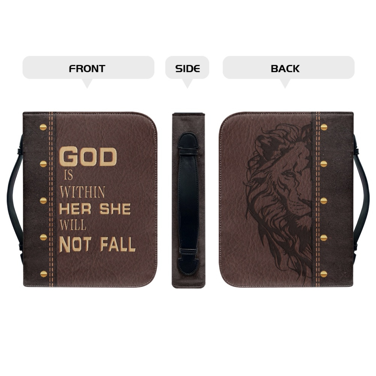 Personalized PU Leather Bible Cover for Women - Engraved "God Is Within Her, She Will Not Fall" (Psalm 46:5)
