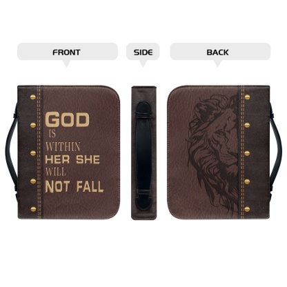 Personalized PU Leather Bible Cover for Women - Engraved "God Is Within Her, She Will Not Fall" (Psalm 46:5)