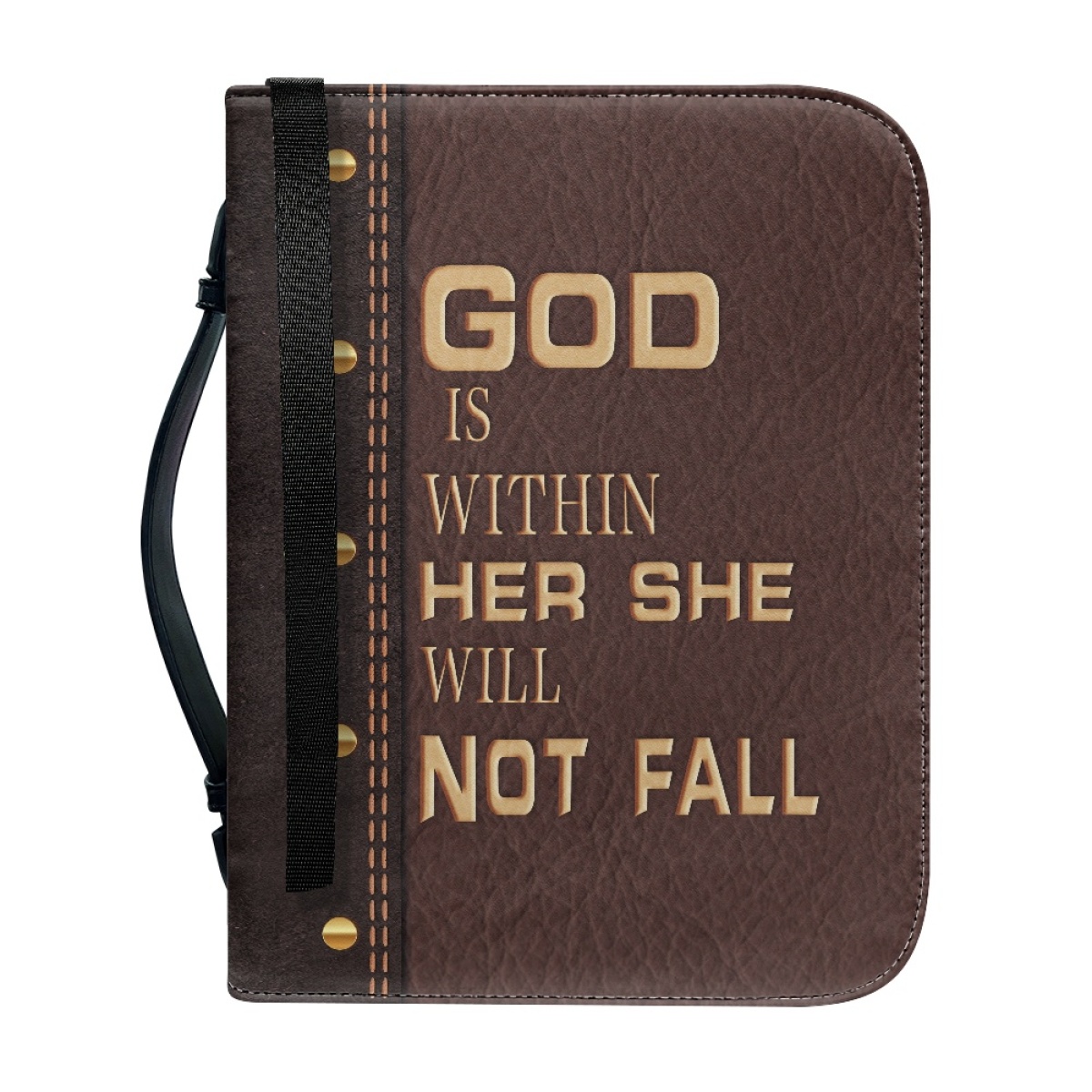 Personalized PU Leather Bible Cover for Women - Engraved "God Is Within Her, She Will Not Fall" (Psalm 46:5)