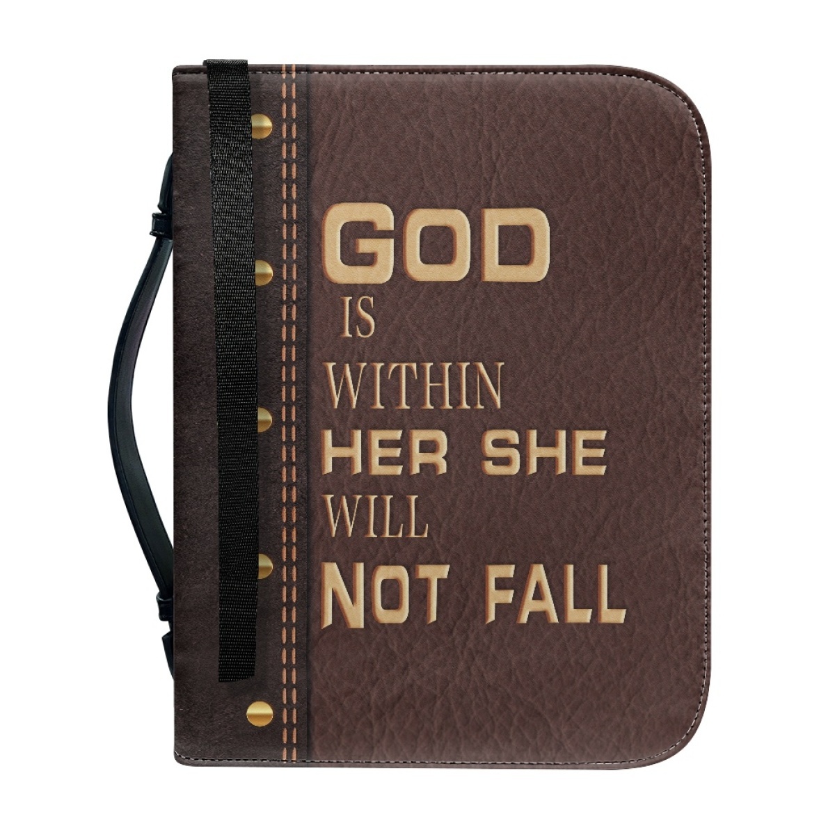 Personalized PU Leather Bible Cover for Women - Engraved "God Is Within Her, She Will Not Fall" (Psalm 46:5)