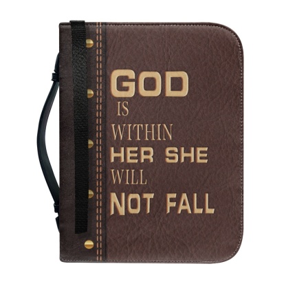 Personalized PU Leather Bible Cover for Women - Engraved "God Is Within Her, She Will Not Fall" (Psalm 46:5)
