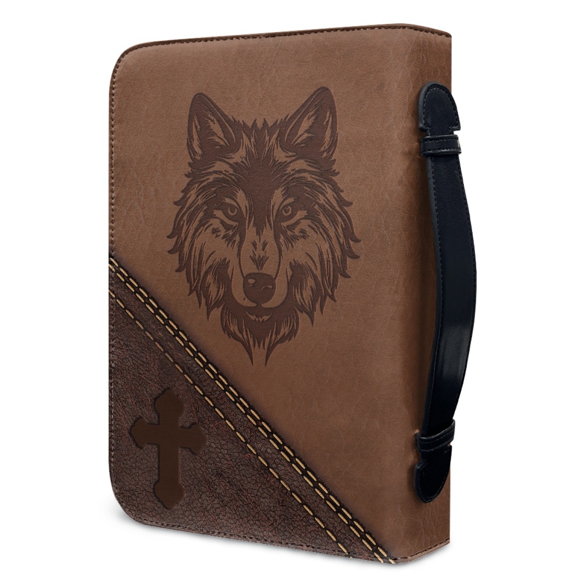 Custom Leather Bible Cover for Women - Engraved "God Is Within Her, She Will Not Fall" (Psalm 46:5)