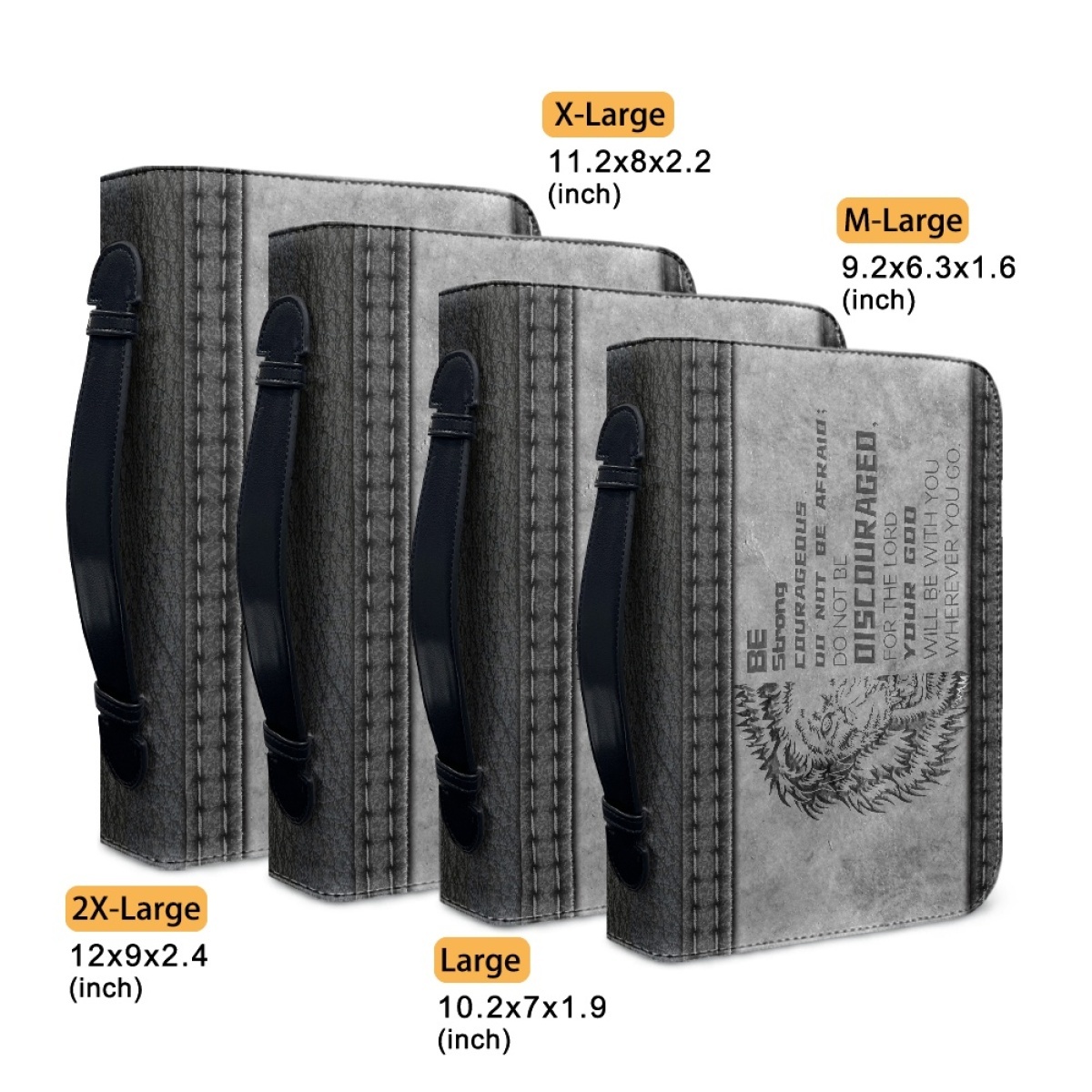 Custom Leather Bible Cover for Men - Engraved "Be Strong and Courageous; Do Not Be Afraid" (Joshua 1:9)