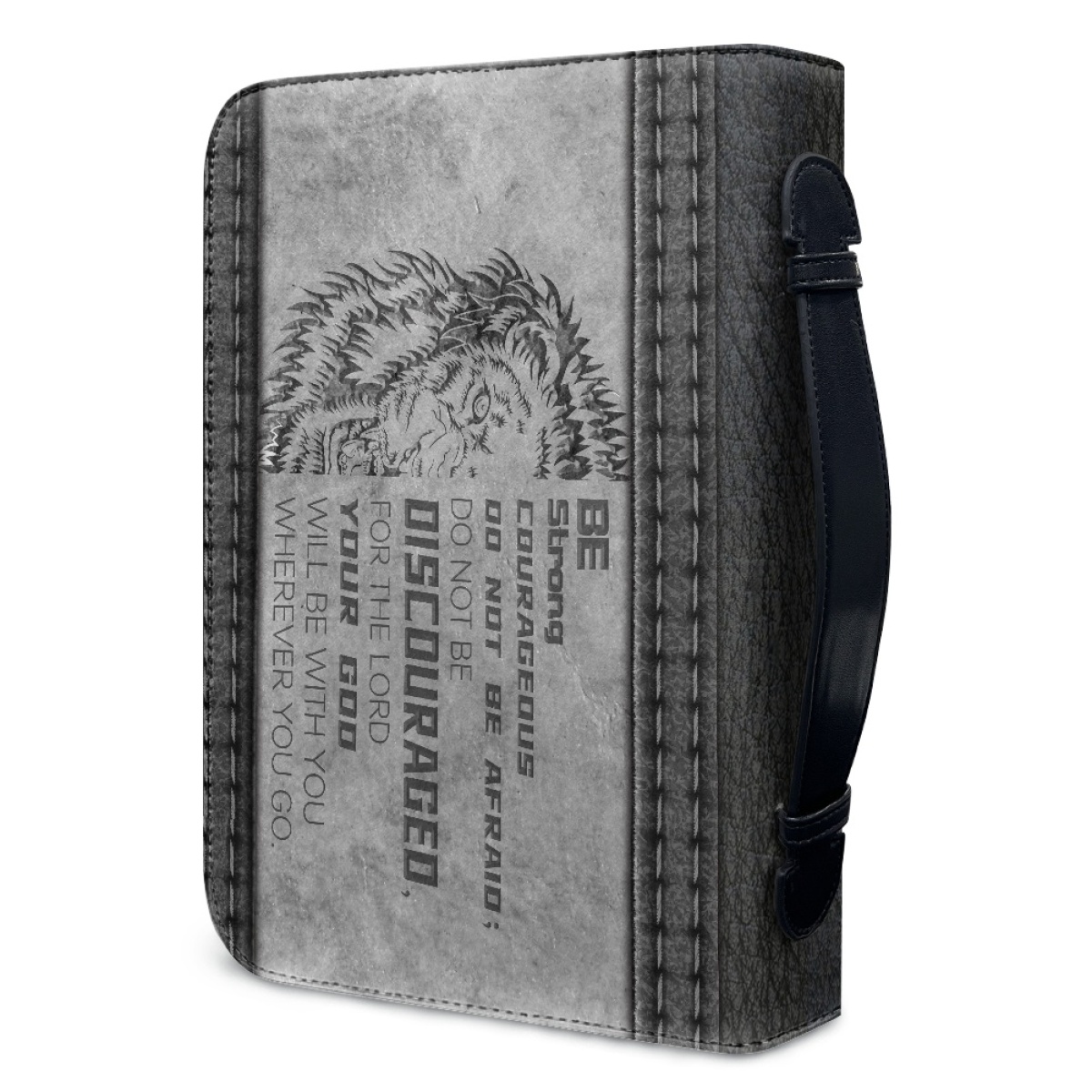 Custom Leather Bible Cover for Men - Engraved "Be Strong and Courageous; Do Not Be Afraid" (Joshua 1:9)