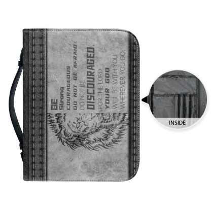 Custom Leather Bible Cover for Men - Engraved "Be Strong and Courageous; Do Not Be Afraid" (Joshua 1:9)