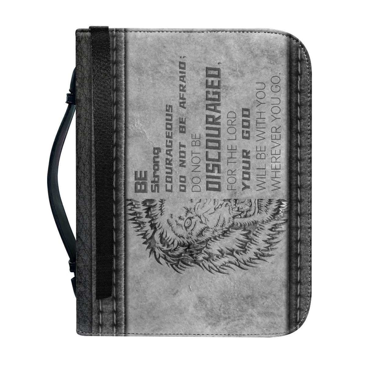 Custom Leather Bible Cover for Men - Engraved "Be Strong and Courageous; Do Not Be Afraid" (Joshua 1:9)