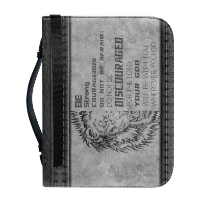 Custom Leather Bible Cover for Men - Engraved "Be Strong and Courageous; Do Not Be Afraid" (Joshua 1:9)