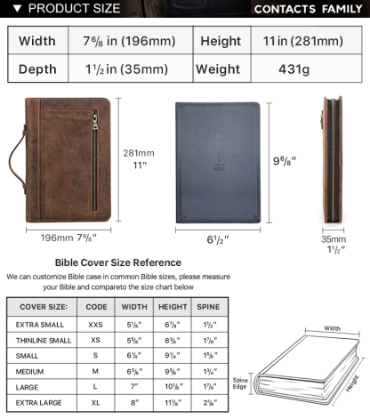 Personalized Genuine Leather Bible Cover - XXL Size (8"x11") with Zipper | Custom Engrave Your Words