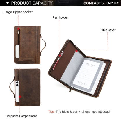 Personalized Genuine Leather Bible Cover - XXL Size (8"x11") with Zipper | Custom Engrave Your Words