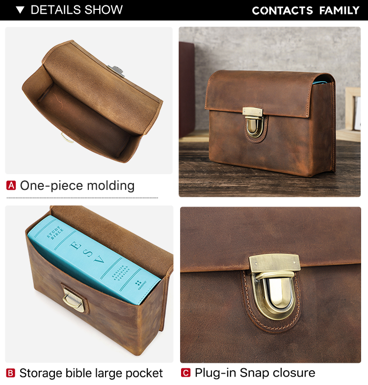 Personalized Genuine Leather Bible Cover - Plug-in Snap Closure - Small Size (6"x9") | Compact Faith, Crafted for You