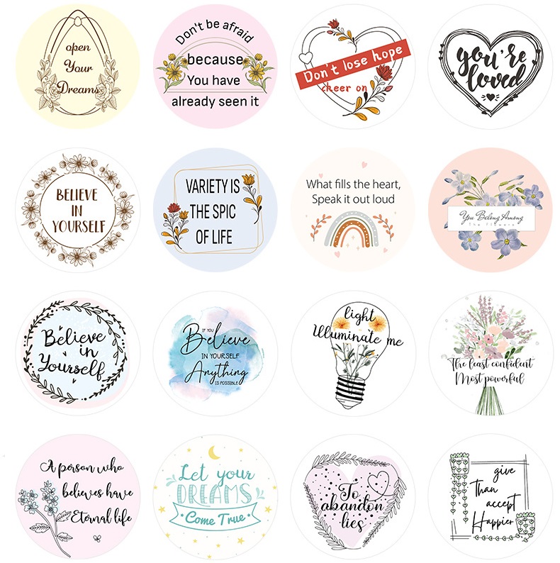 Bible Verses Roll Stickers - 500 Pcs Floral Christian Religious Decal Scripture Round Sticker