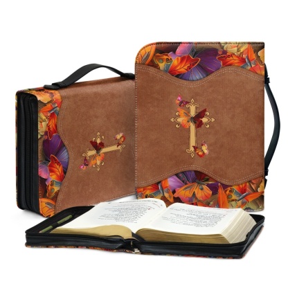 Personalized Leather Bible Cover for Women - Engraved "Be Still and Know That I Am God" (Psalm 46:10)