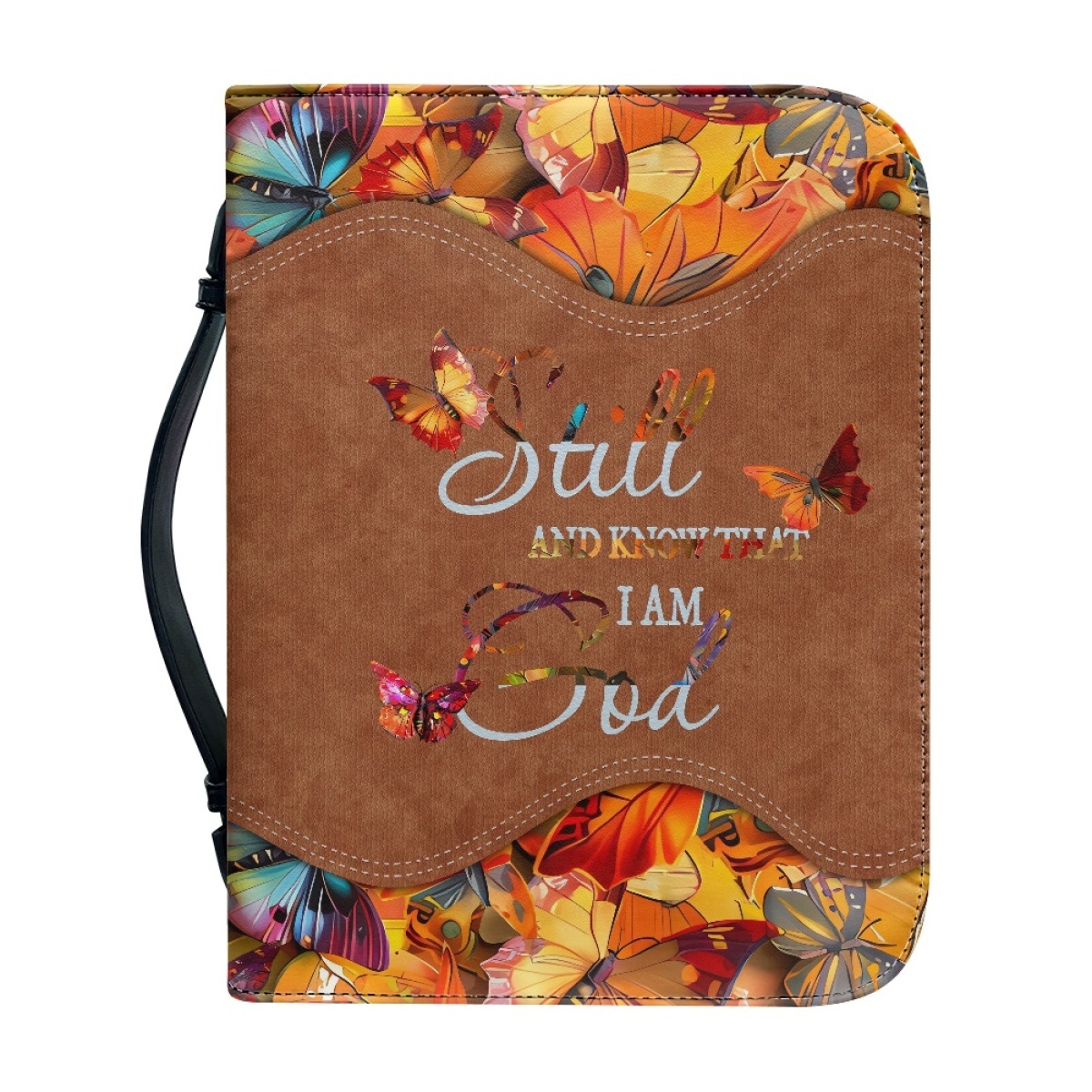 Personalized Leather Bible Cover for Women - Engraved "Be Still and Know That I Am God" (Psalm 46:10)