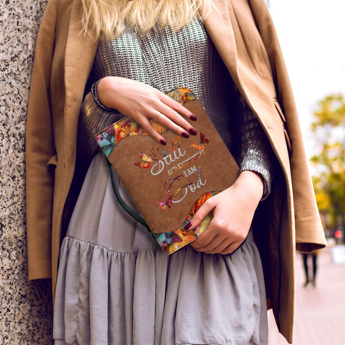 Personalized Leather Bible Cover for Women - Engraved "Be Still and Know That I Am God" (Psalm 46:10)