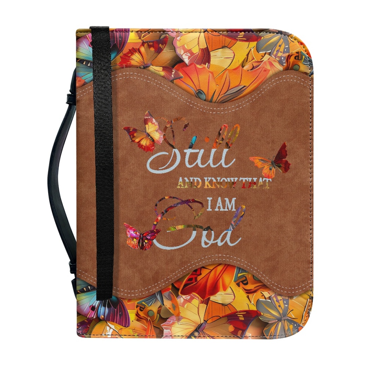 Personalized Leather Bible Cover for Women - Engraved "Be Still and Know That I Am God" (Psalm 46:10)