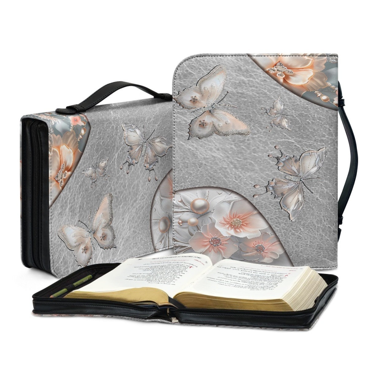 Personalized Leather Bible Cover for Women - Engraved "Let Your Faith Be Bigger Than Your Fear" (Inspired by 1 John 4:18)