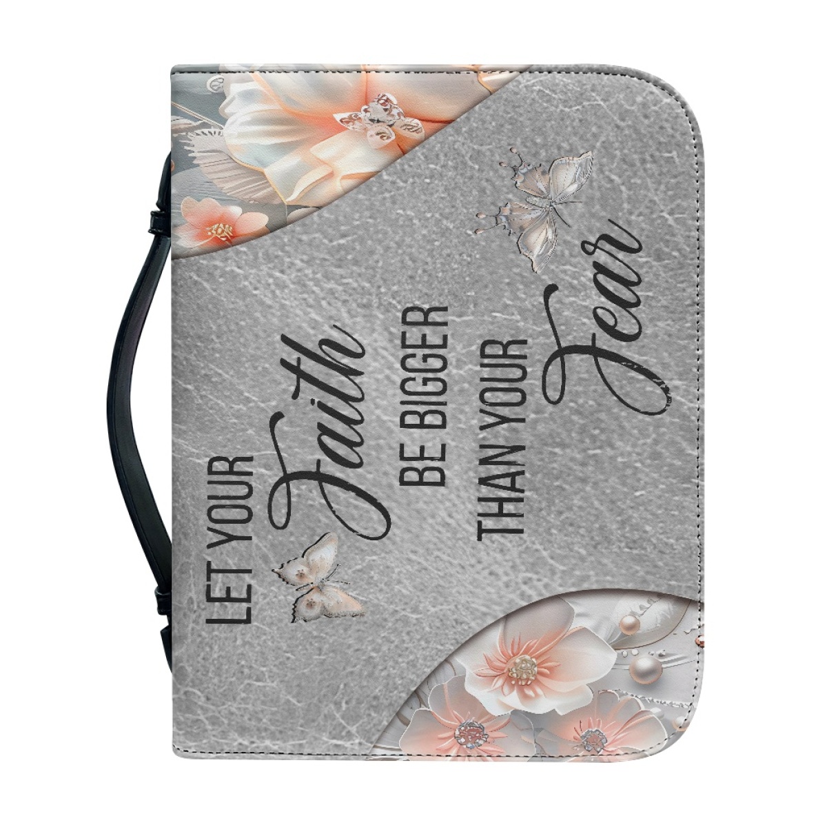 Personalized Leather Bible Cover for Women - Engraved "Let Your Faith Be Bigger Than Your Fear" (Inspired by 1 John 4:18)