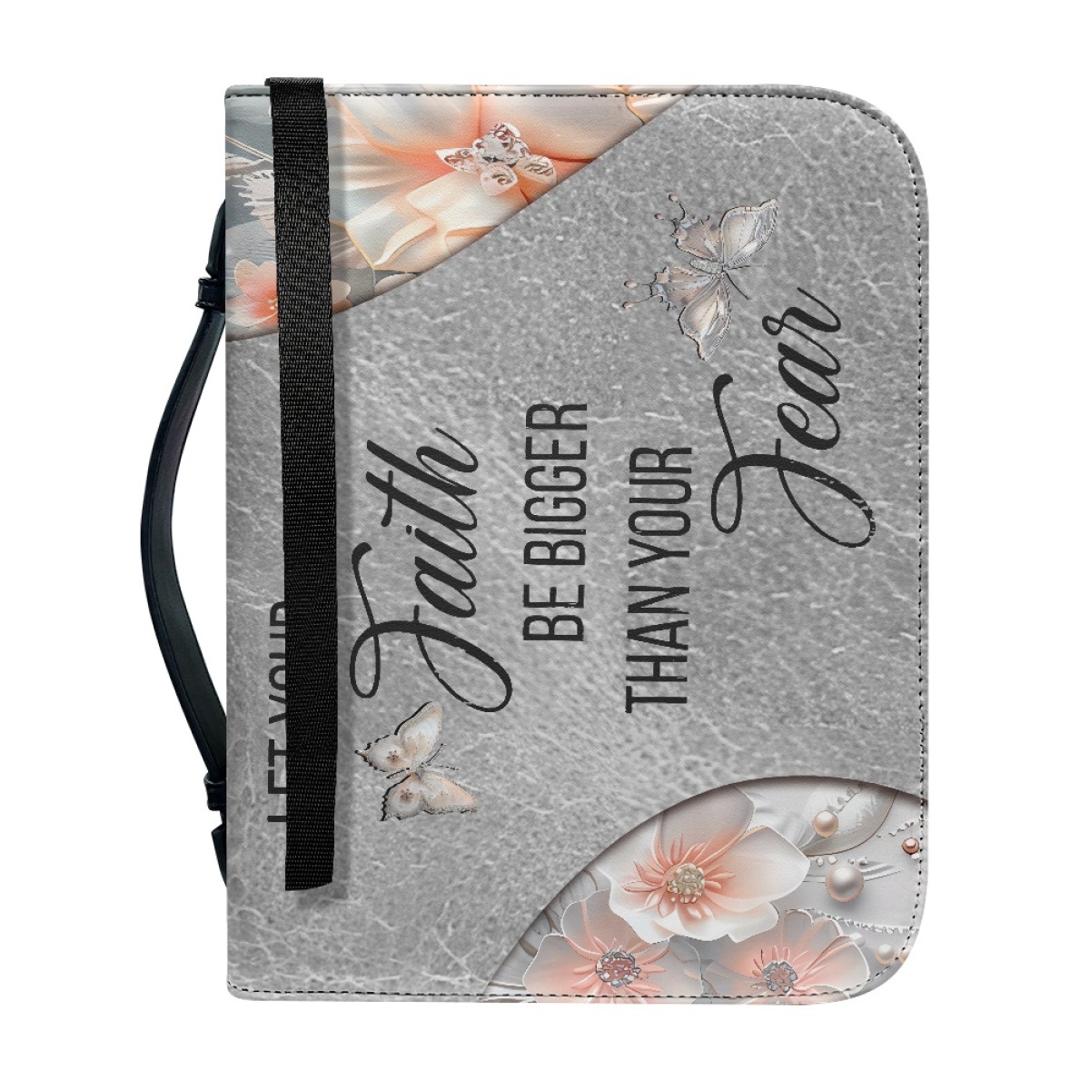 Personalized Leather Bible Cover for Women - Engraved "Let Your Faith Be Bigger Than Your Fear" (Inspired by 1 John 4:18)