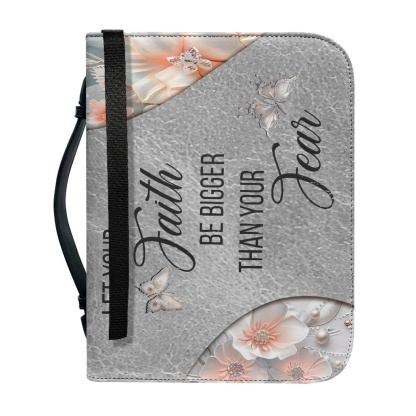 Personalized Leather Bible Cover for Women - Engraved "Let Your Faith Be Bigger Than Your Fear" (Inspired by 1 John 4:18)