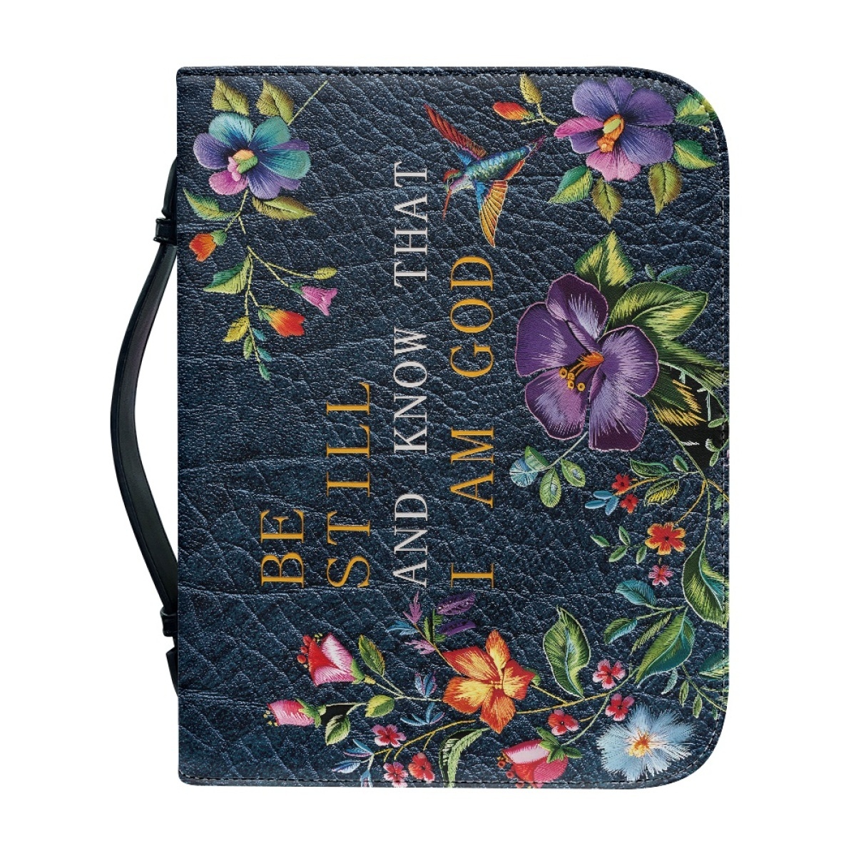 Personalized Leather Bible Cover for Women - Engraved "Be Still and Know That I Am God" (Psalm 46:10)