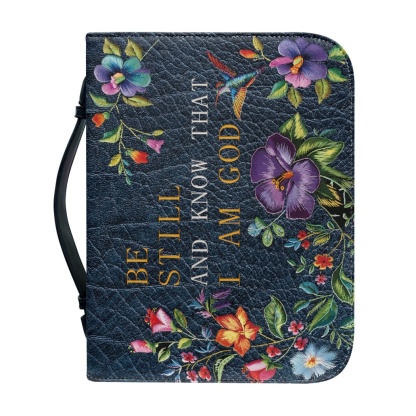 Personalized Leather Bible Cover for Women - Engraved "Be Still and Know That I Am God" (Psalm 46:10)