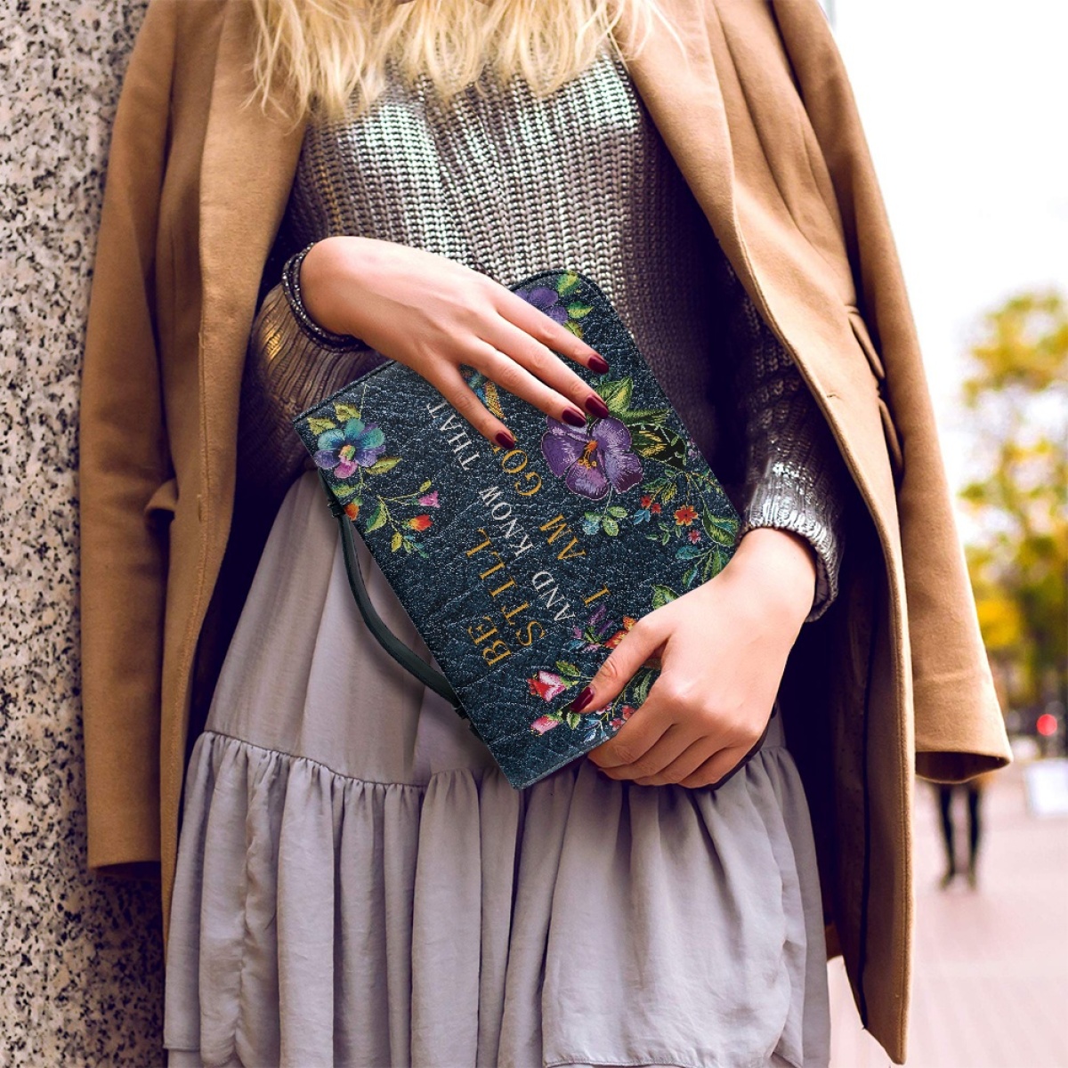 Personalized Leather Bible Cover for Women - Engraved "Be Still and Know That I Am God" (Psalm 46:10)