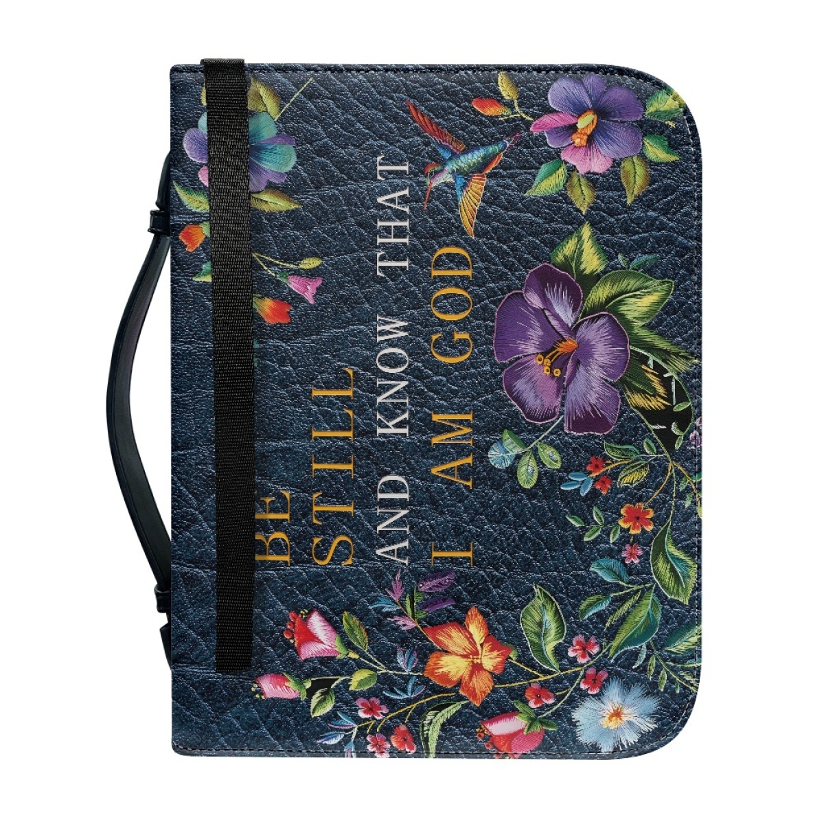 Personalized Leather Bible Cover for Women - Engraved "Be Still and Know That I Am God" (Psalm 46:10)