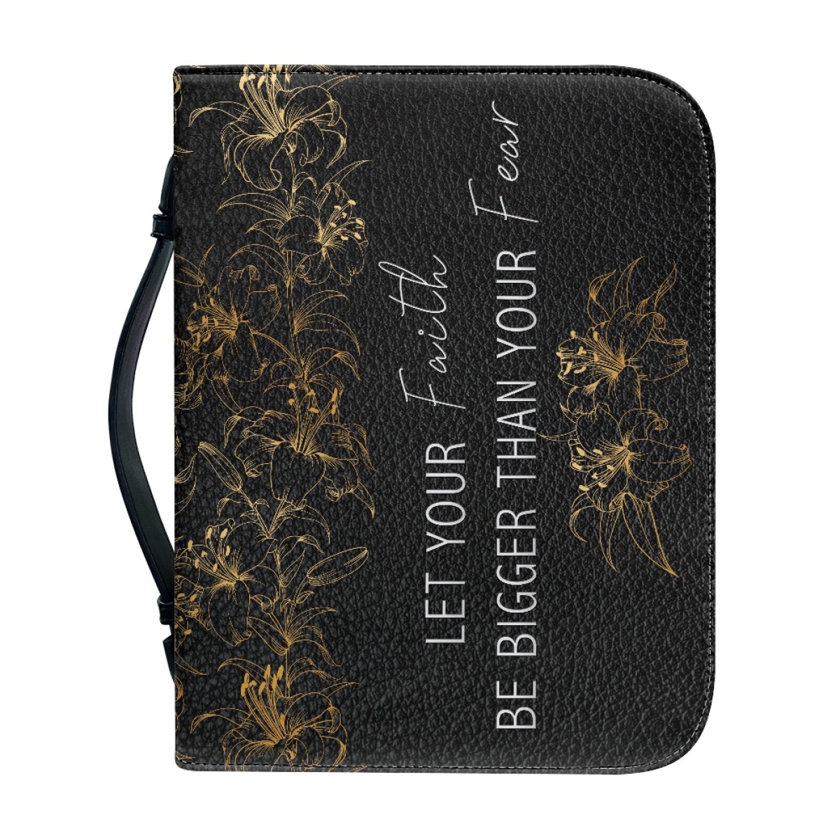Custom Leather Bible Cover for Women - Engraved "Let Your Faith Be Bigger Than Your Fear" | Bold Typography & Modern Edge