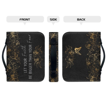 Custom Leather Bible Cover for Women - Engraved "Let Your Faith Be Bigger Than Your Fear" | Bold Typography & Modern Edge
