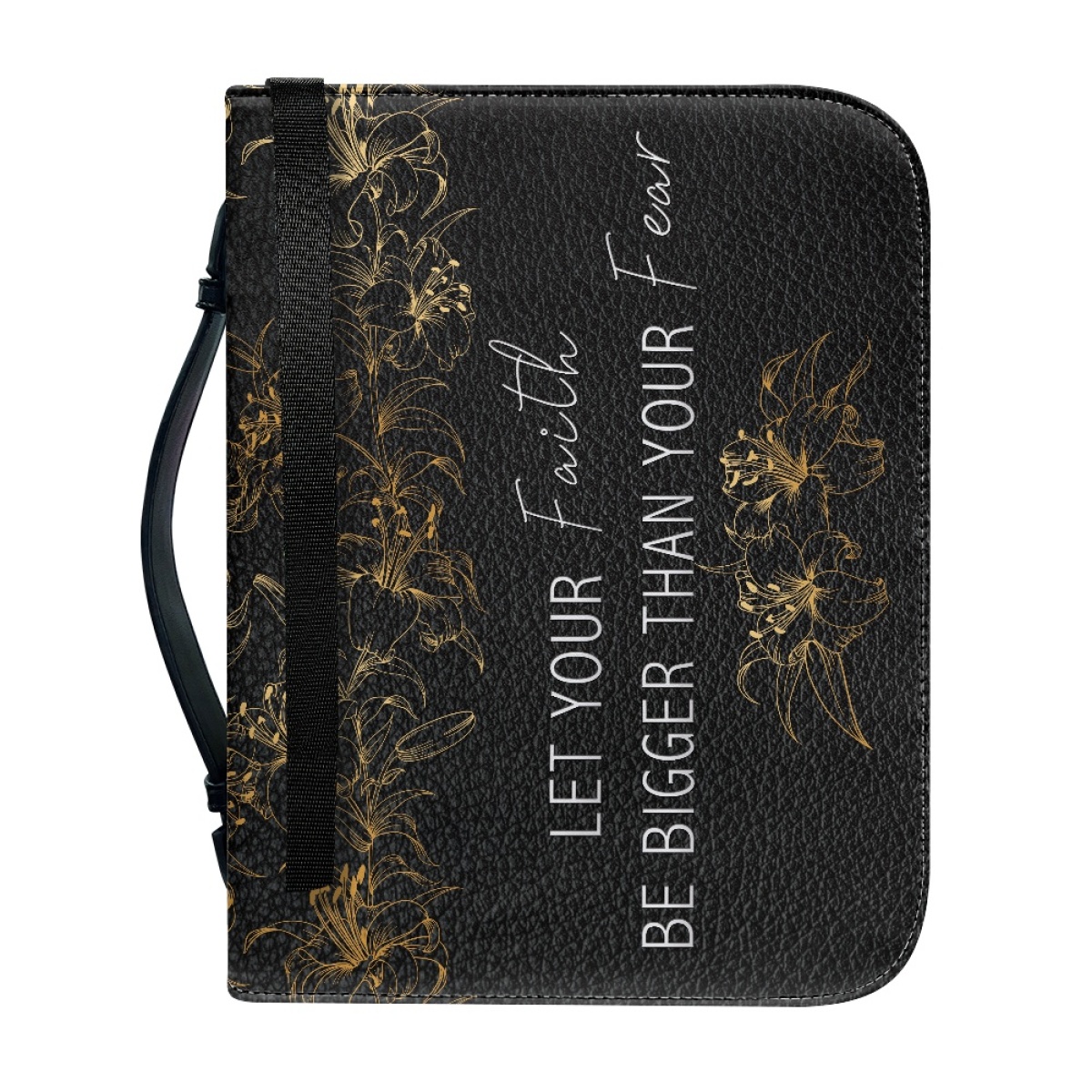 Custom Leather Bible Cover for Women - Engraved "Let Your Faith Be Bigger Than Your Fear" | Bold Typography & Modern Edge