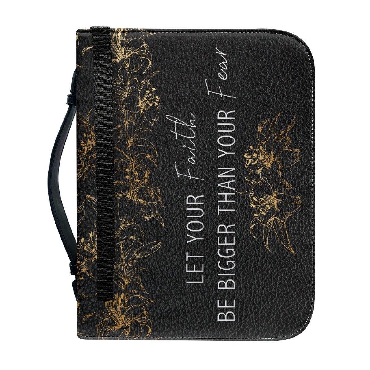 Custom Leather Bible Cover for Women - Engraved "Let Your Faith Be Bigger Than Your Fear" | Bold Typography & Modern Edge